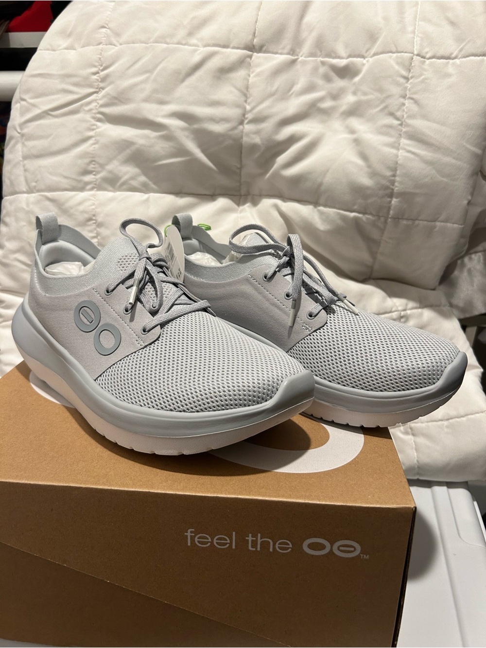 OOFOS Sleek Lace-Up Sneaker - Light Gray - Picture 6 of 6